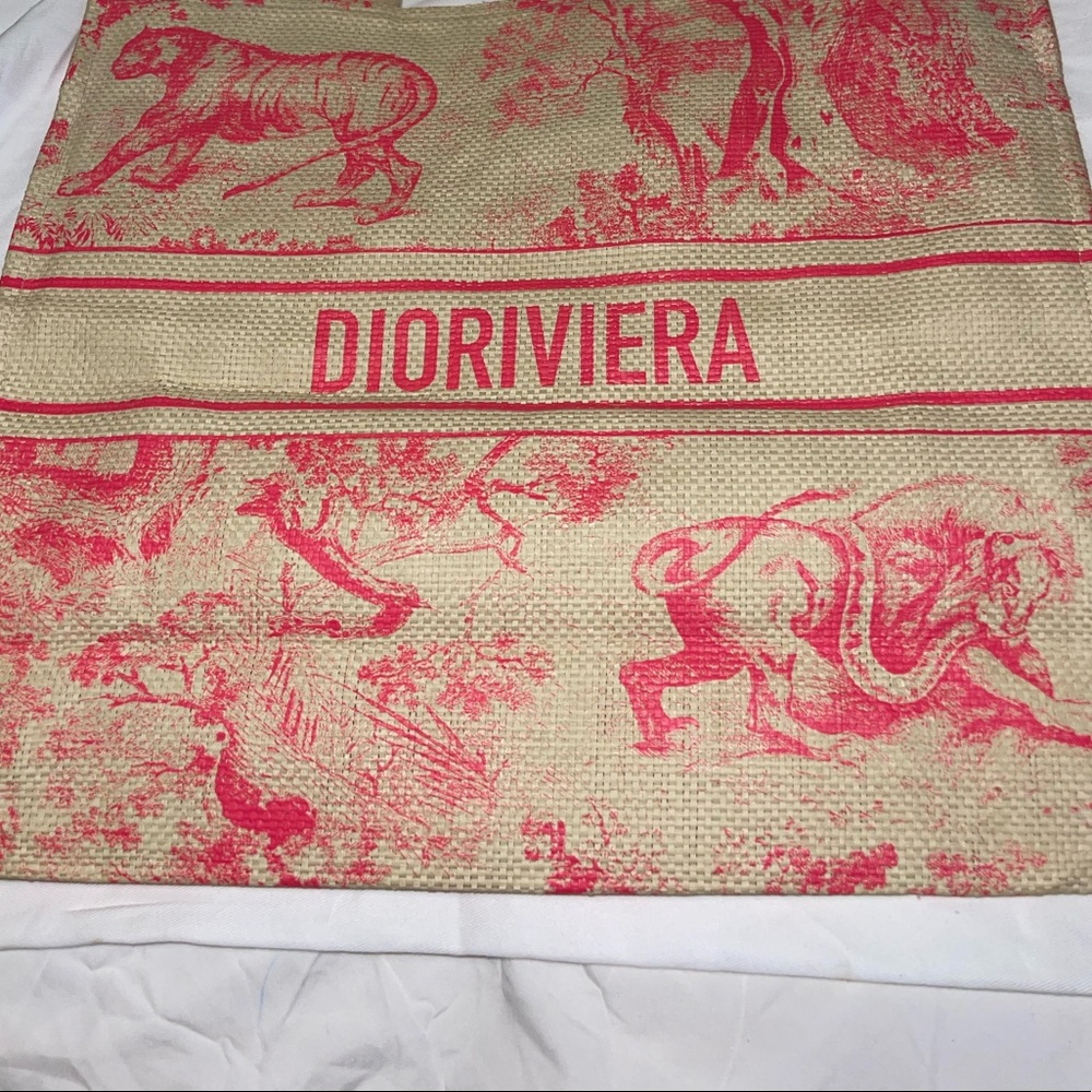 Christian Dior Straw Tote Pink - Picture 5 of 7